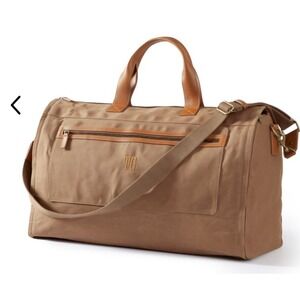 Mark & Graham Beckett Convertible Garment Bag Khaki Brn Canvas Leather Travel NW